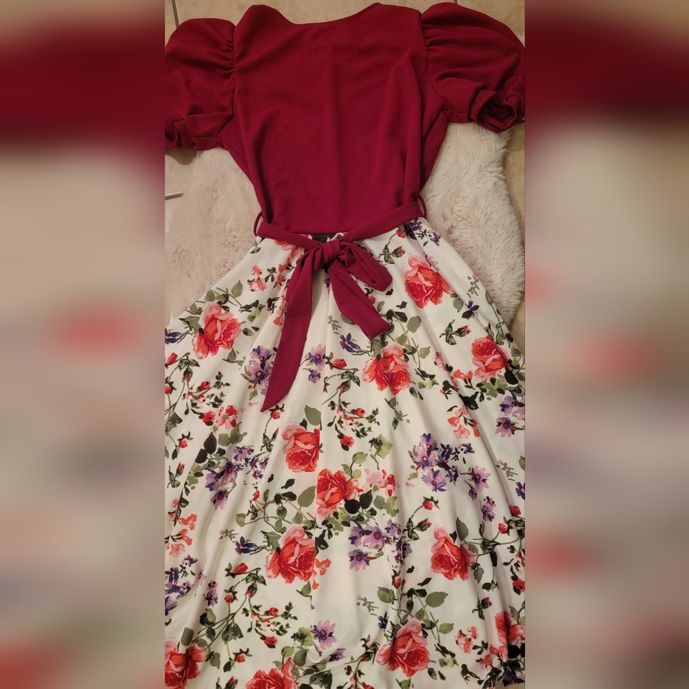 Floral red and white dress